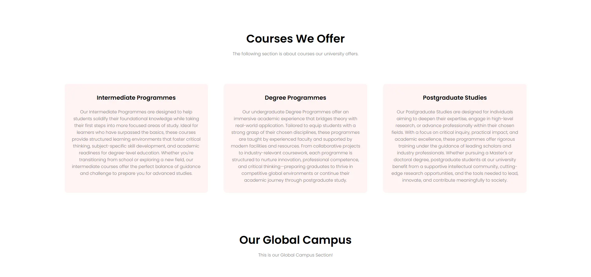 University Management System, screen 1