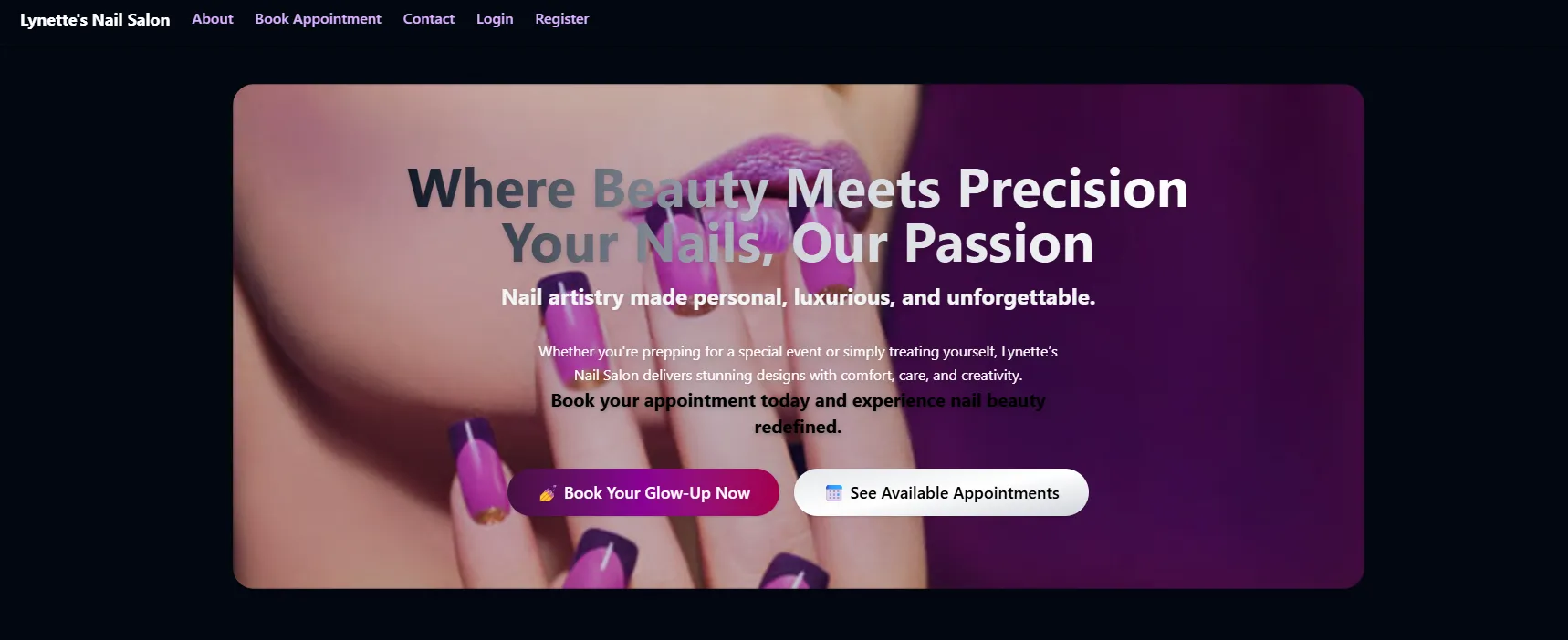 Nail Salon Website, screen 4