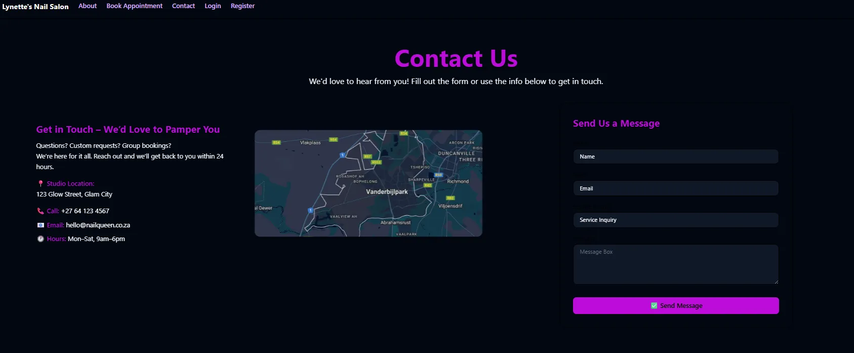 Nail Salon Website, screen 5