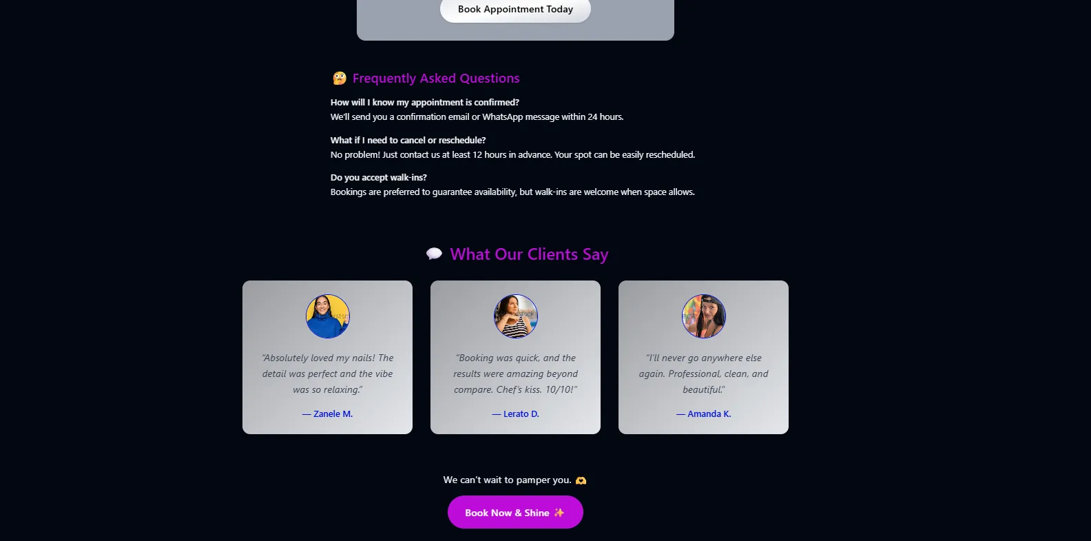 Nail Salon Website, screen 7