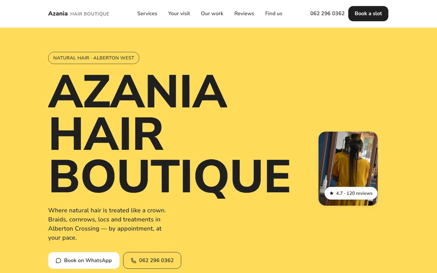 Azania Hair Boutique website