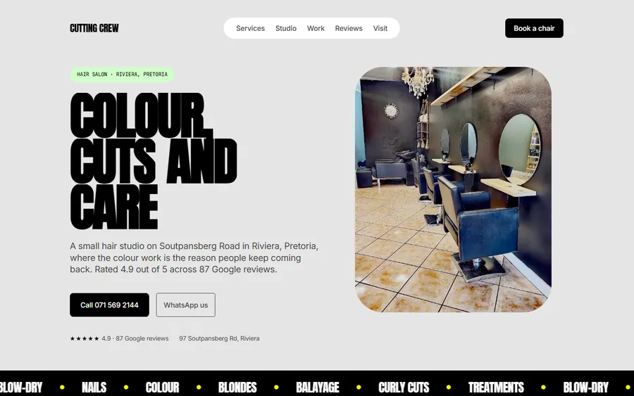 Cutting Crew Hair Studio website