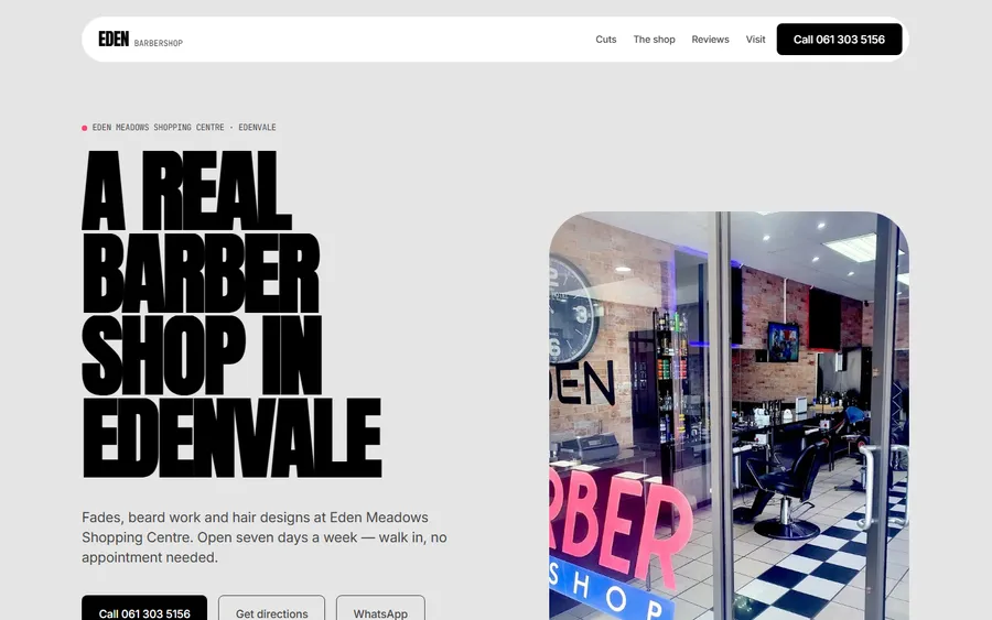Eden Barbershop website
