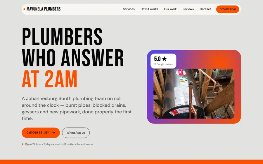 Mavunela Plumbers website