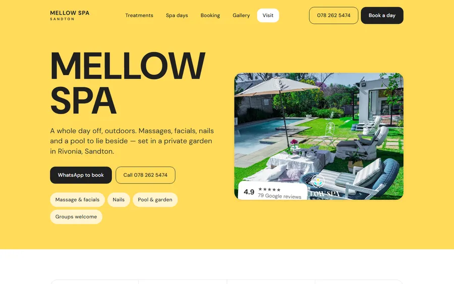Mellow Spa Sandton website