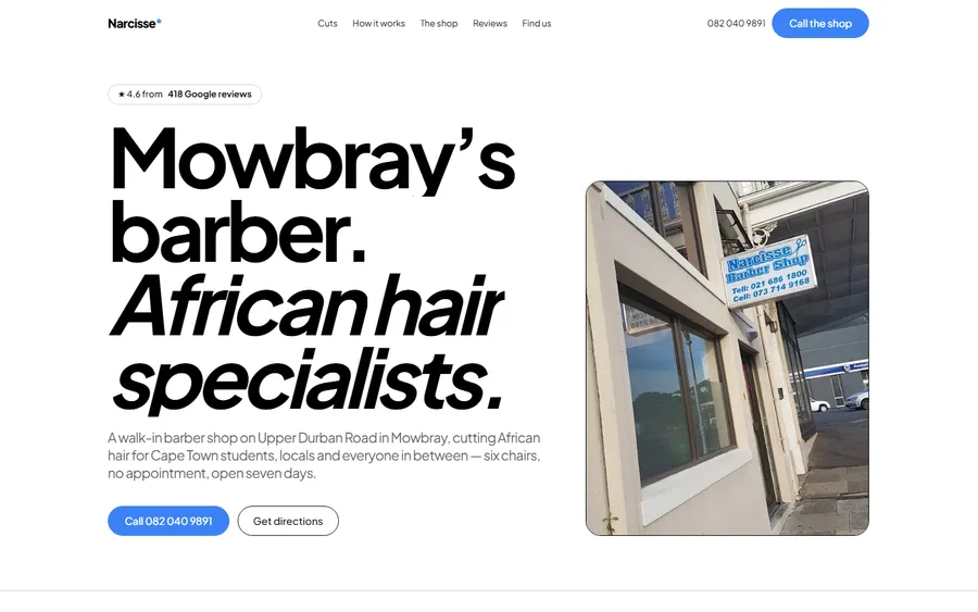 Narcisse Barber Shop website