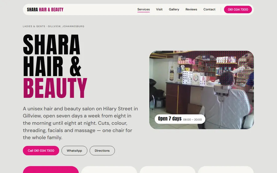 Shara Hair and Beauty Unisex Salon website