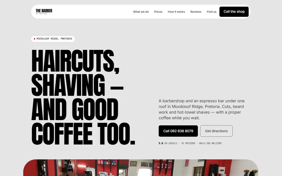 The Barber at Rafters Hairstyles website